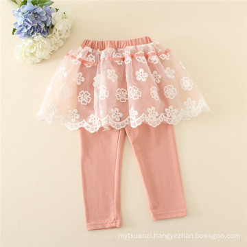 small kids dress fashion pants design lovely baby legging dress with lace wholesale cotton pants